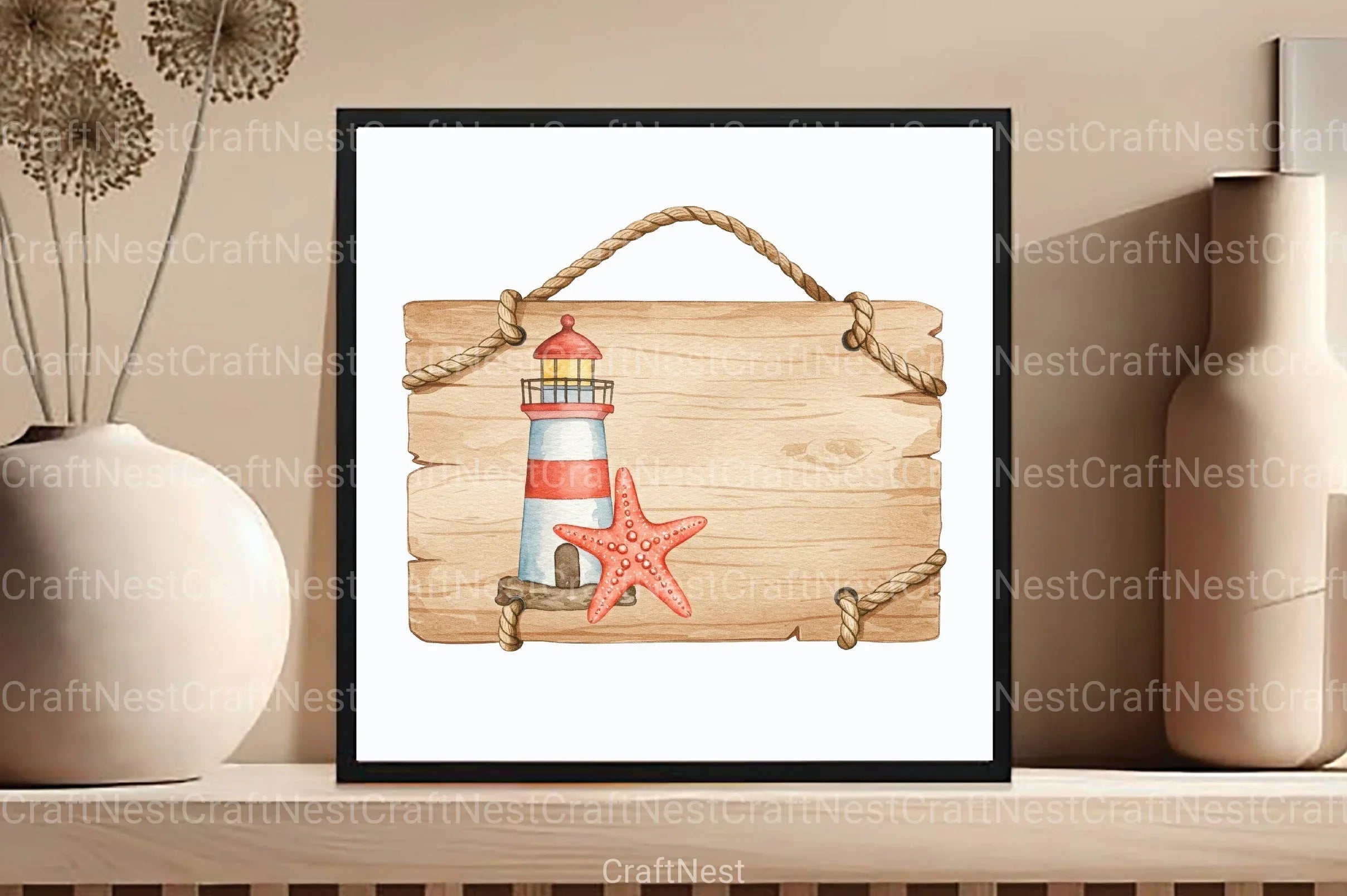 Wooden Sign & Lighthouse Starfish Clipart Bundle - CraftNest - Digital Crafting and Art