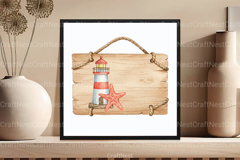 Wooden Sign & Lighthouse Starfish Clipart Bundle - CraftNest - Digital Crafting and Art