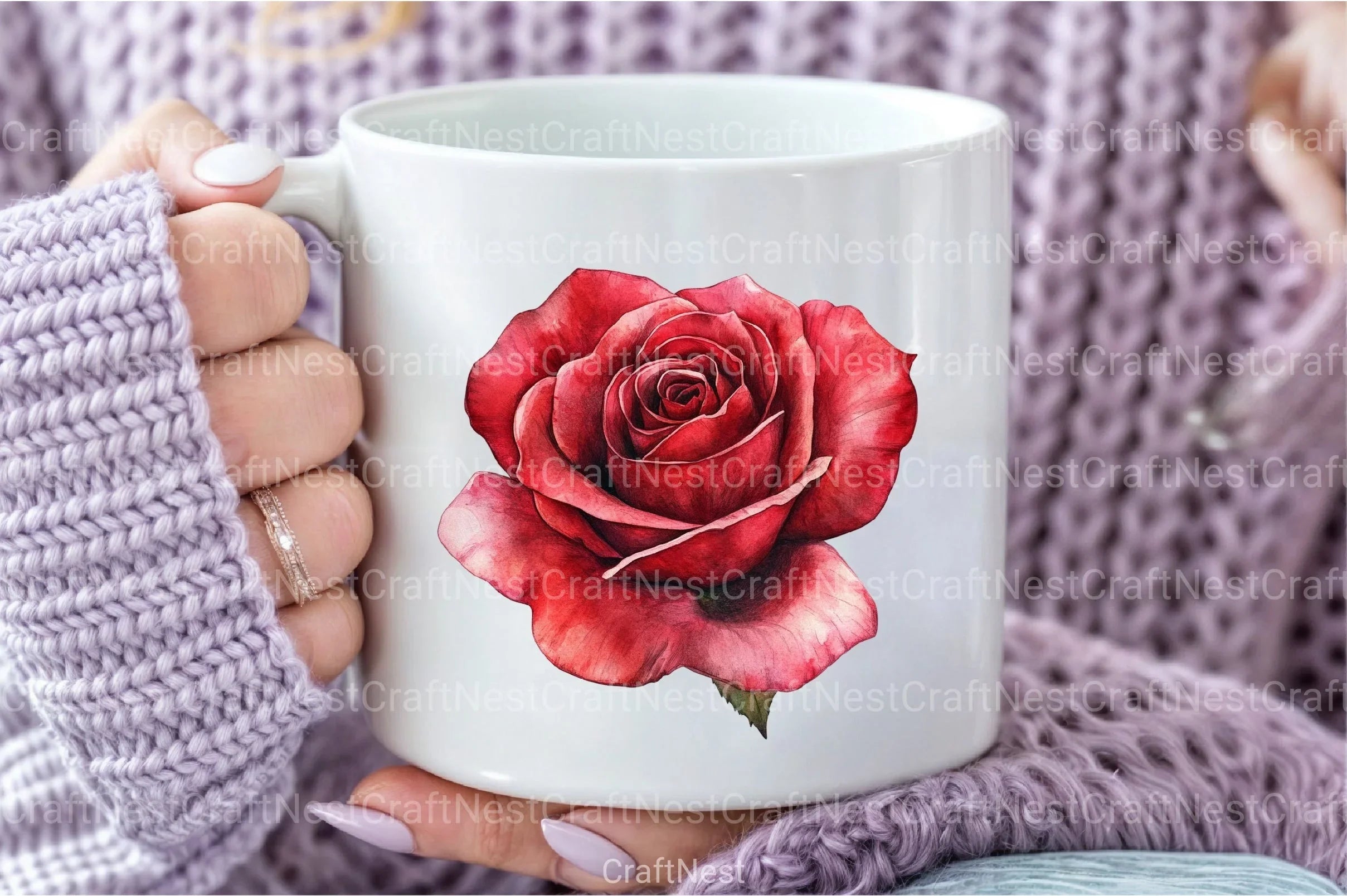 Red Lithograph Roses Clipart Bundle - CraftNest - Digital Crafting and Art