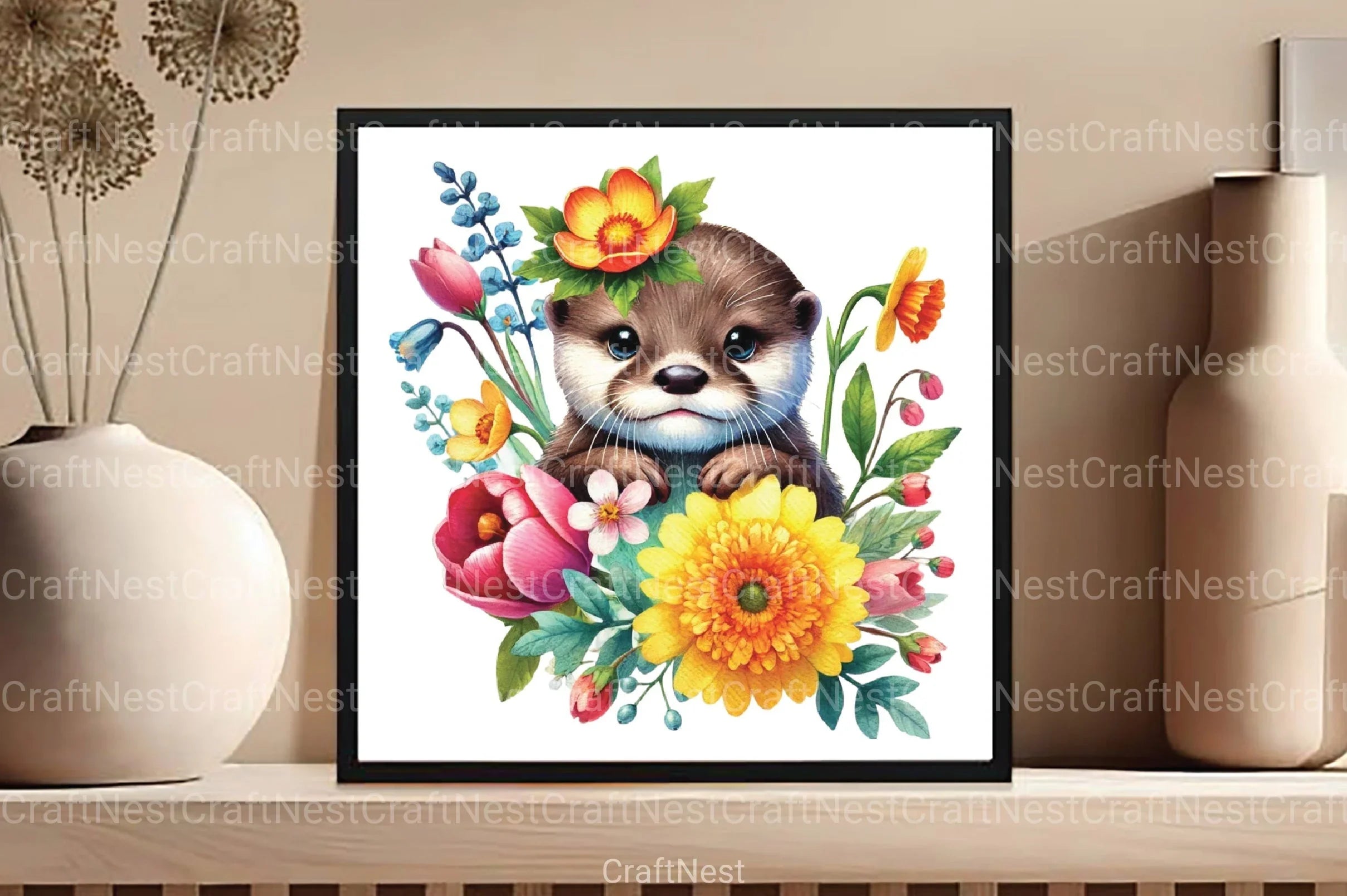Spring Otter Clipart Bundle - CraftNest - Digital Crafting and Art