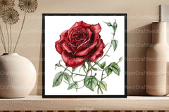 Red Lithograph Roses Clipart Bundle - CraftNest - Digital Crafting and Art