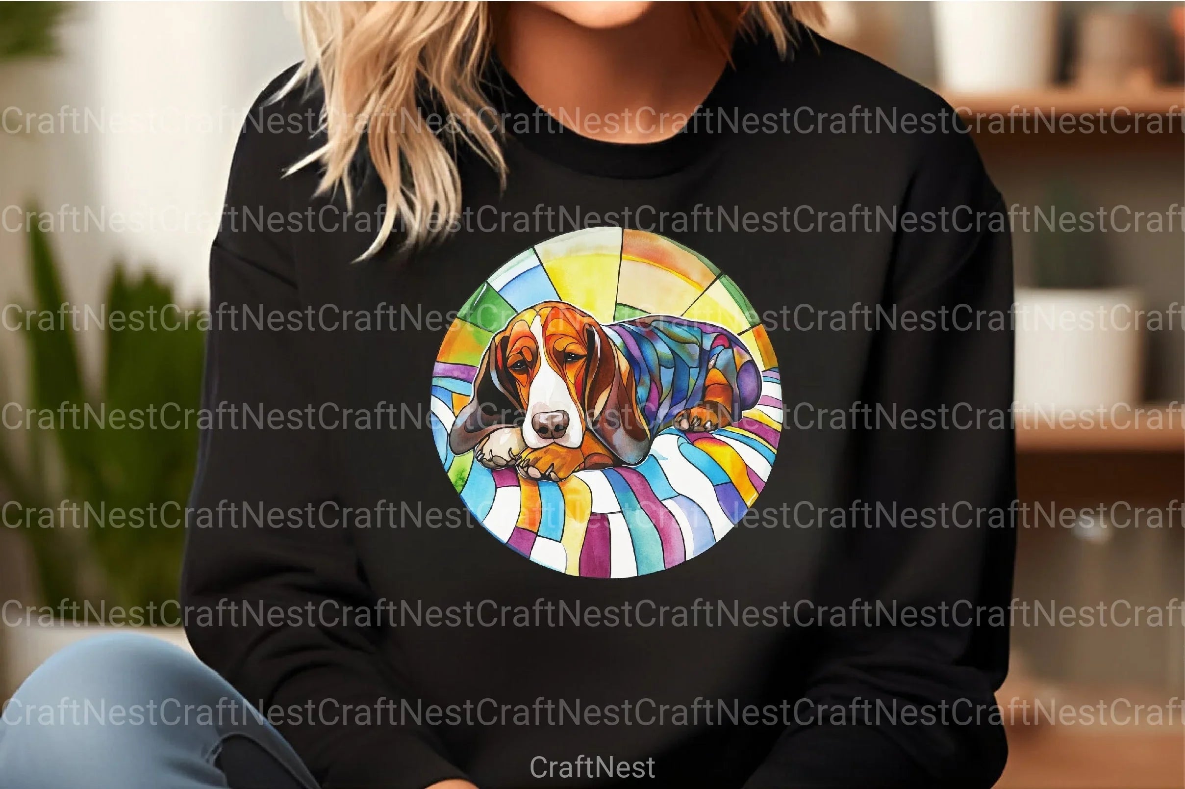 Round Stained Glass Summer Dog Clipart Bundle - CraftNest - Digital Crafting and Art