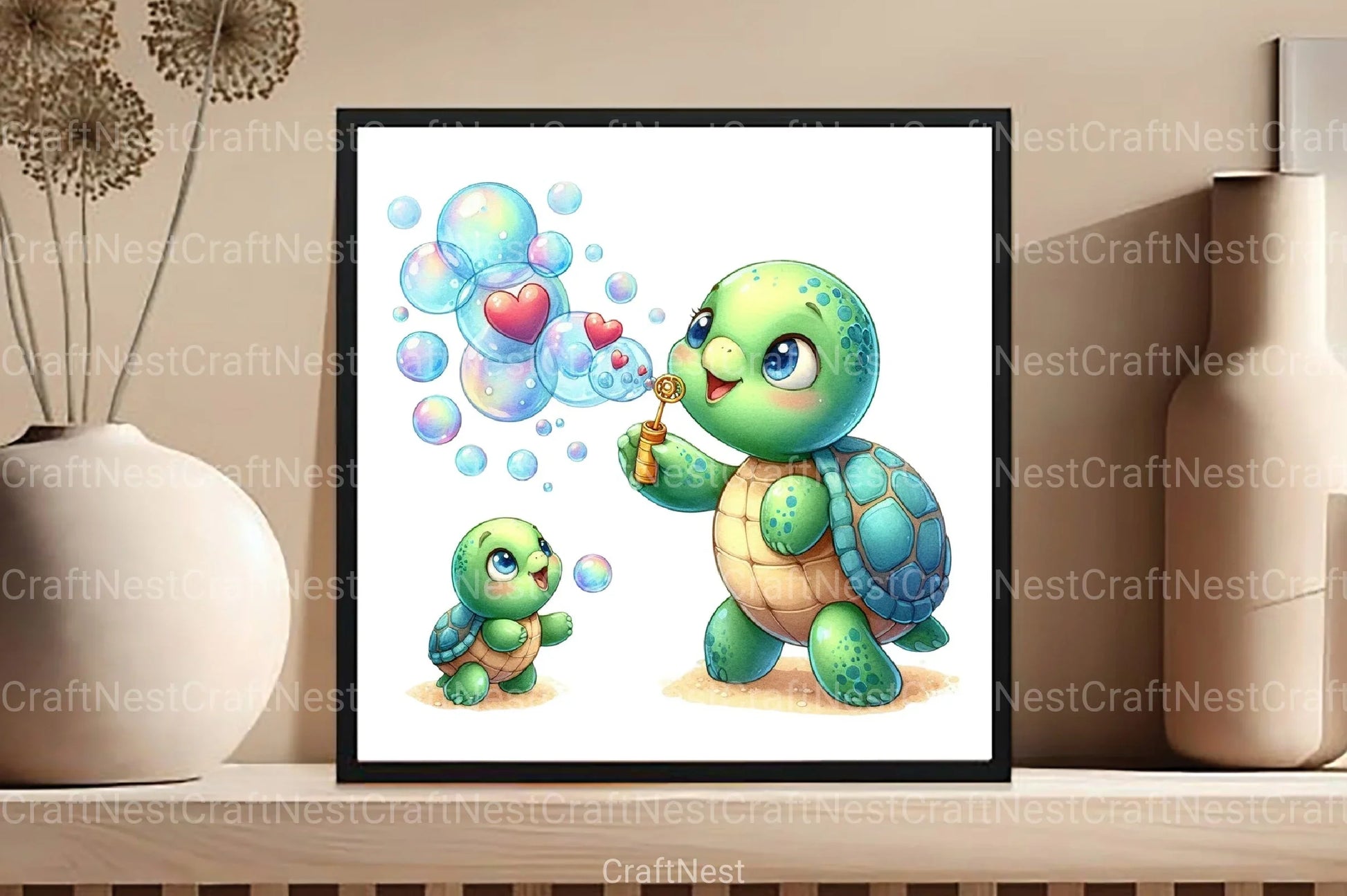 Mom & Baby Turtle Mother's Day Clipart Bundle - CraftNest - Digital Crafting and Art