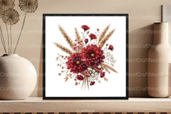 Fall Boho Bouquet Flower Clipart Bundle - CraftNest - Digital Crafting and Art