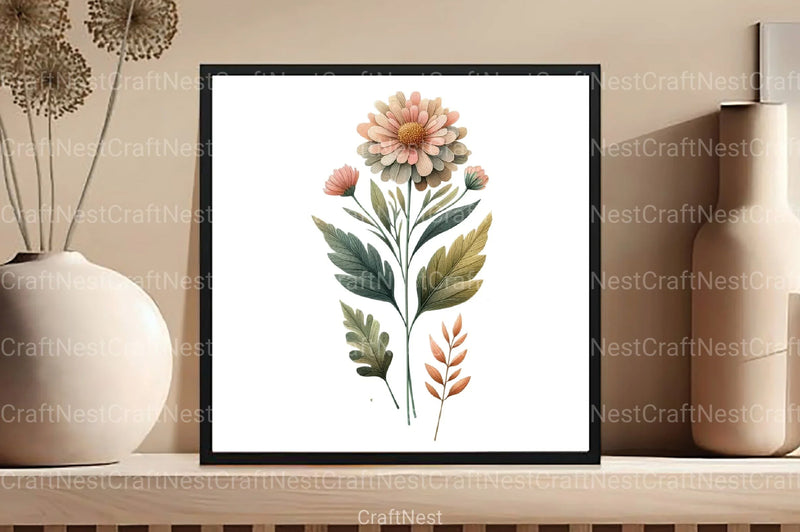 Boho Flower Art Design Clipart Bundle - CraftNest - Digital Crafting and Art