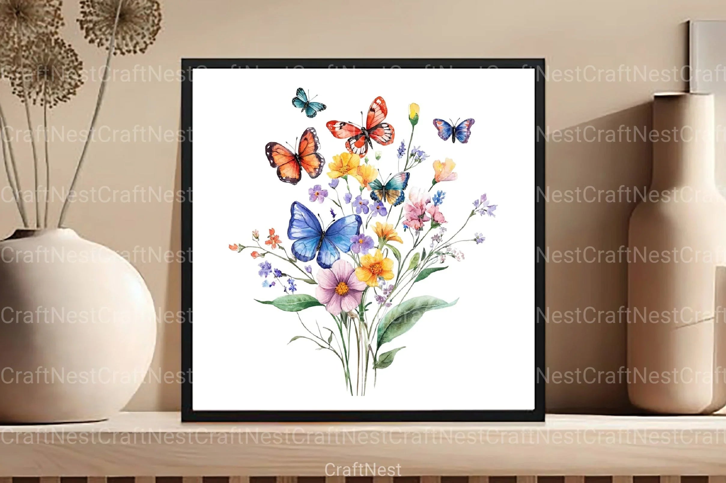 Butterfly Flowers Clipart Bundle 99 - CraftNest - Digital Crafting and Art