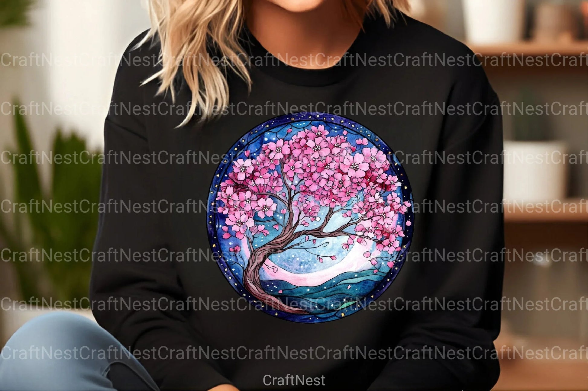 Round Moonlit Nights Stained Glass Clipart Bundle 4 - CraftNest - Digital Crafting and Art