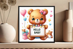 Kawaii Neutral Teddy Bear Hallo Baby Clipart Bundle - CraftNest - Digital Crafting and Art