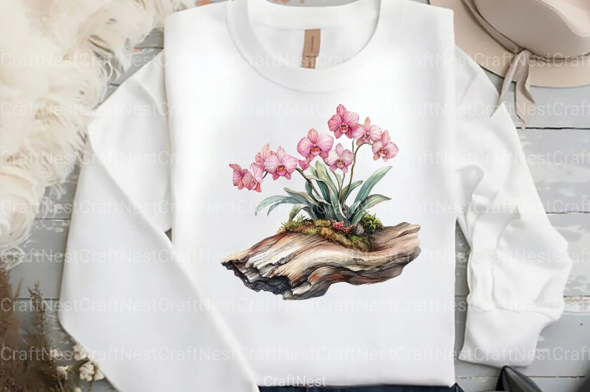 Exclusive Orchid Ikebana on Driftwood Clipart Bundle - CraftNest - Digital Crafting and Art