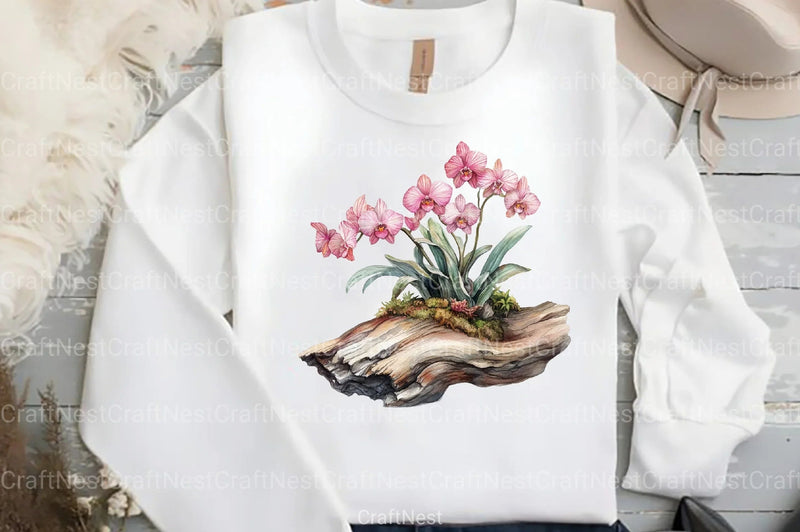 Exclusive Orchid Ikebana on Driftwood Clipart Bundle - CraftNest - Digital Crafting and Art