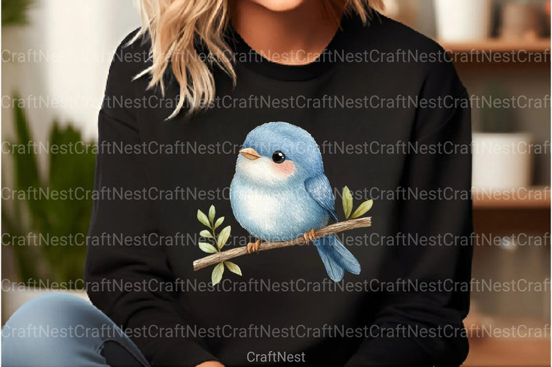 Cute Birds on Branch Clipart Bundle - CraftNest - Digital Crafting and Art