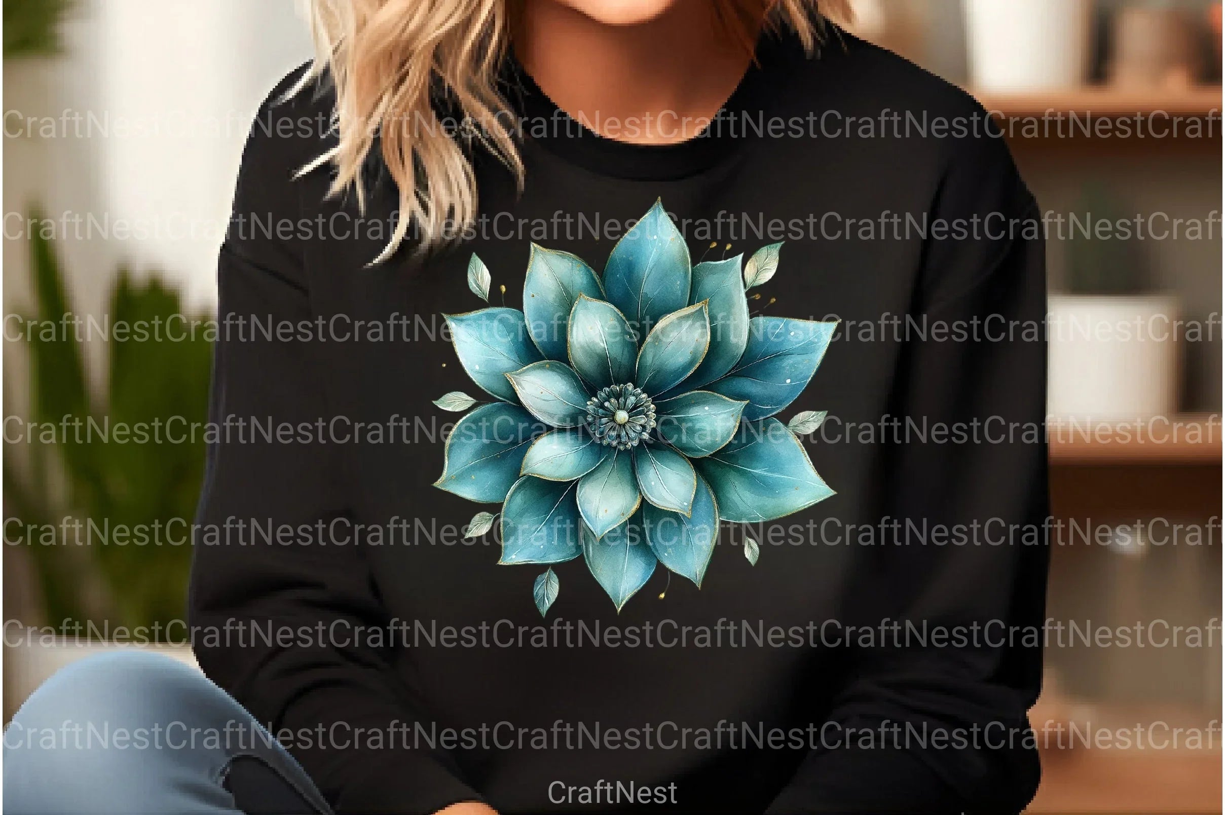 Abstract Green Gold Flower Clipart Bundle - CraftNest - Digital Crafting and Art