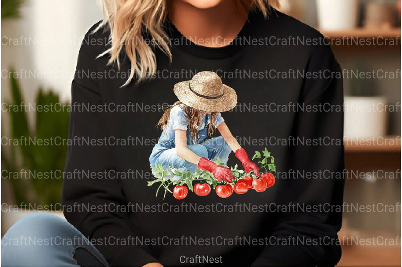 Cute Girl Gardener Clipart Bundle - CraftNest - Digital Crafting and Art