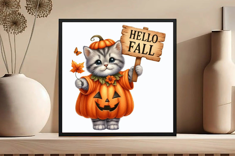Hello Fall Cat Clipart Bundle - CraftNest - Digital Crafting and Art