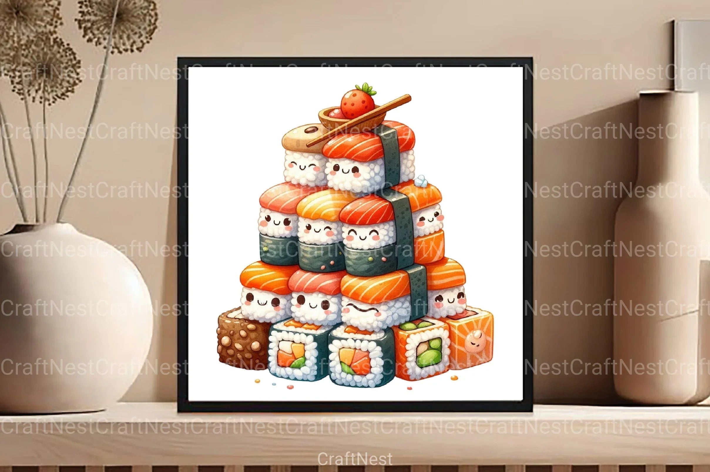 Cute Sushi Japanese Food Clipart Bundle - CraftNest - Digital Crafting and Art