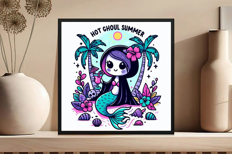 Cute Ghoul Mermaid Beach Clipart Bundle - CraftNest - Digital Crafting and Art