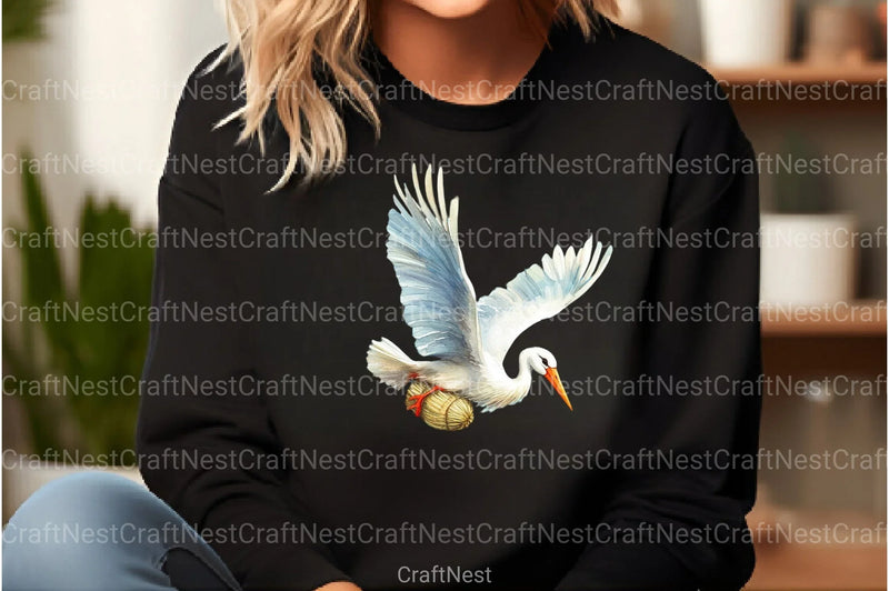 Stork Baby Delivery Clipart Bundle 2 - CraftNest - Digital Crafting and Art