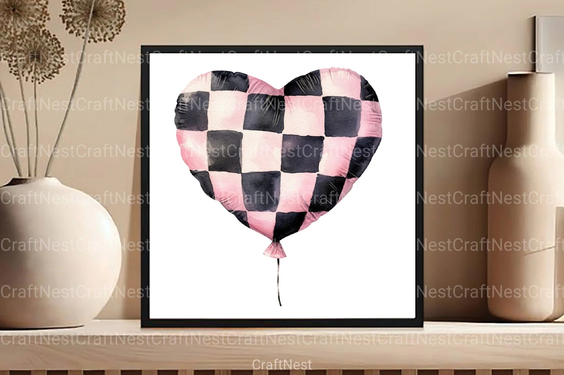 Black and Pink Gingham Summer Clipart Bundle 2 - CraftNest - Digital Crafting and Art