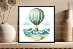 Boho Hot Air Balloons Clipart Bundle - CraftNest - Digital Crafting and Art