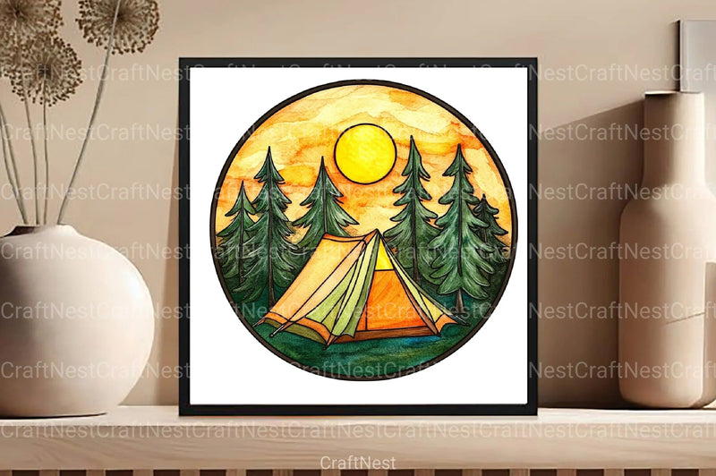Round Stained Glass Summer Clipart Bundle 10 - CraftNest - Digital Crafting and Art