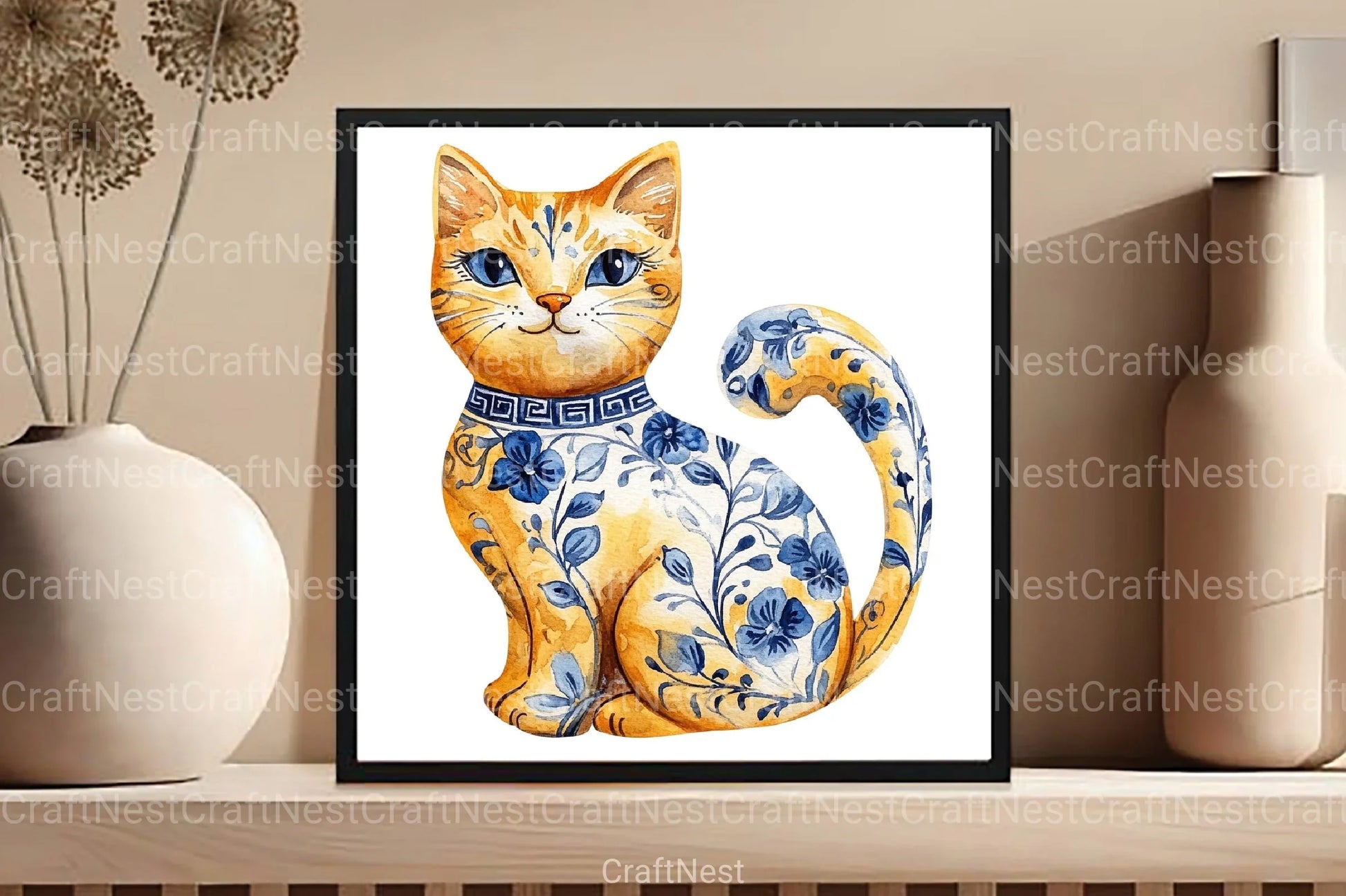 Yellow Chinoiserie Mother's Day Clipart Bundle 3 - CraftNest - Digital Crafting and Art