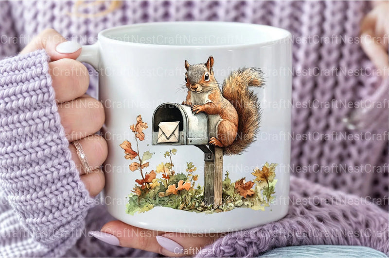 Autumn Squirrel with Mailbox Clipart Bundle 4 - CraftNest - Digital Crafting and Art