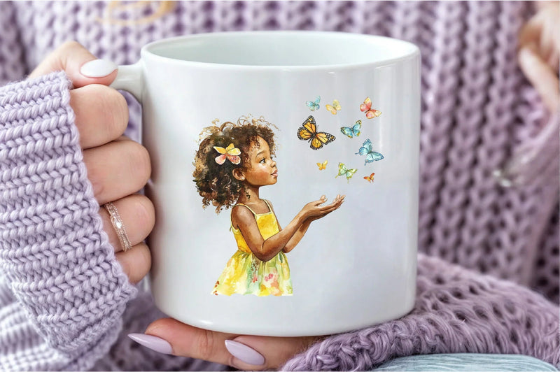 African American Girl with Butterflies Clipart Bundle - CraftNest - Digital Crafting and Art