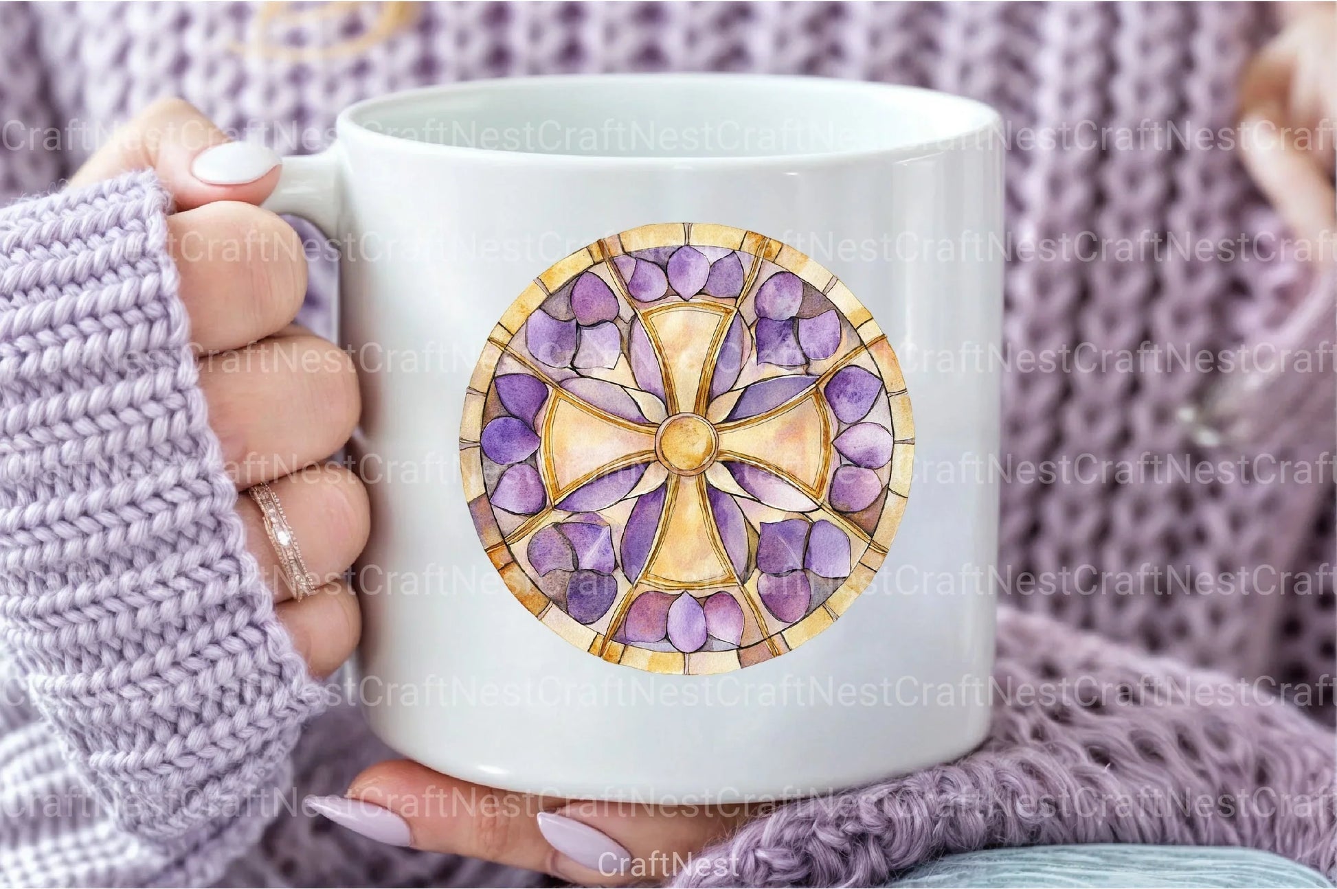 Lavender Blessing & Cross Stained Glass Clipart Bundle - CraftNest - Digital Crafting and Art