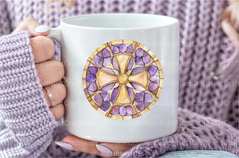 Lavender Blessing & Cross Stained Glass Clipart Bundle - CraftNest - Digital Crafting and Art