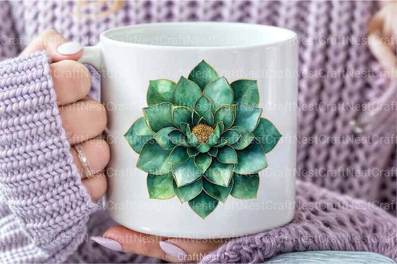 Abstract Green Gold Flower Clipart Bundle - CraftNest - Digital Crafting and Art