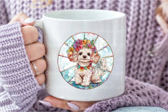 Round Stained Glass Summer Dog Clipart Bundle - CraftNest - Digital Crafting and Art