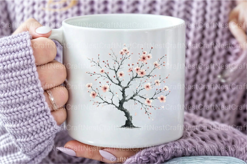 Japanese Cherry Blossom Tree Clipart Bundle 5 - CraftNest - Digital Crafting and Art
