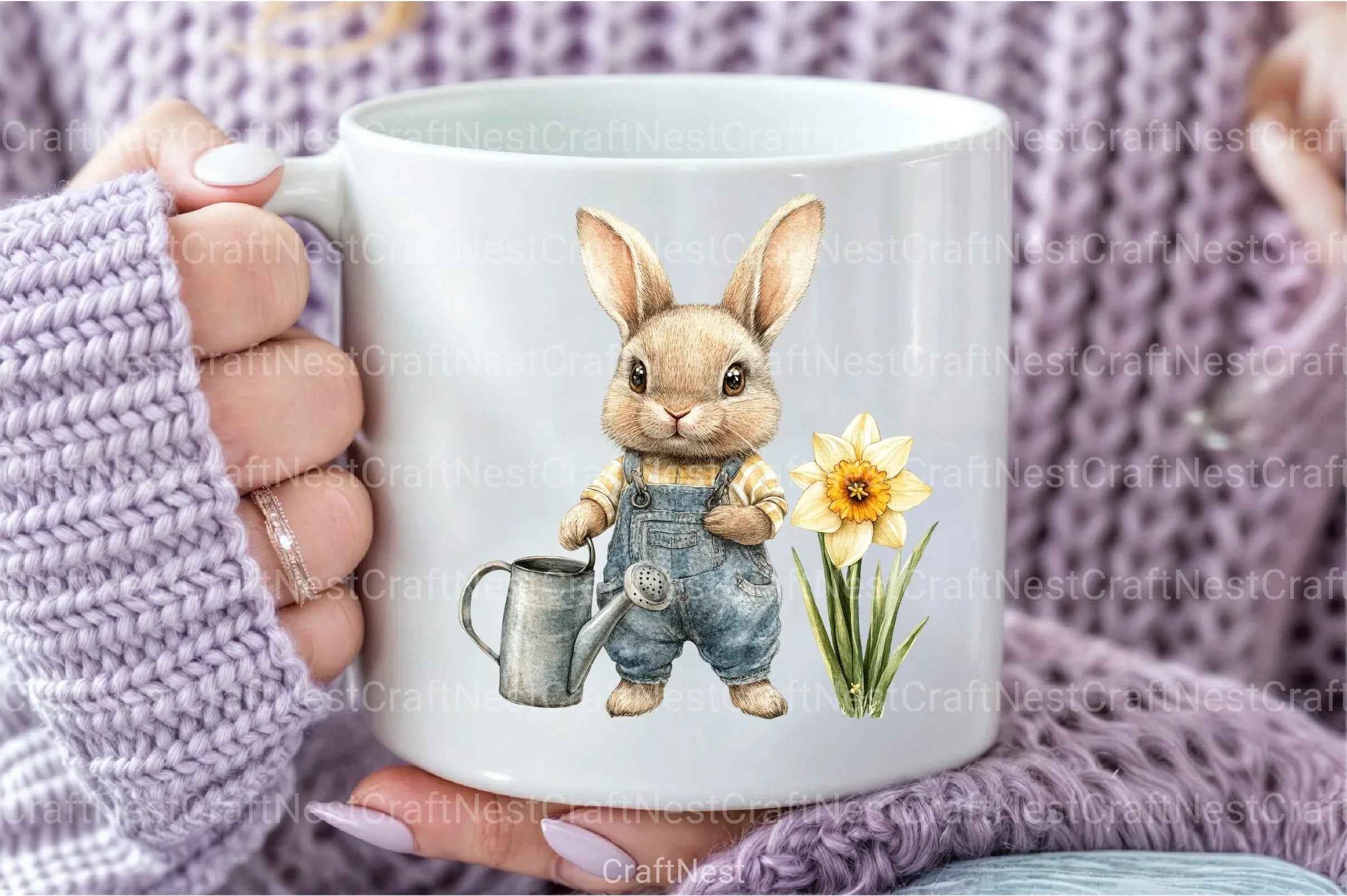Cute Animals with Daffodils Clipart Bundle - CraftNest - Digital Crafting and Art