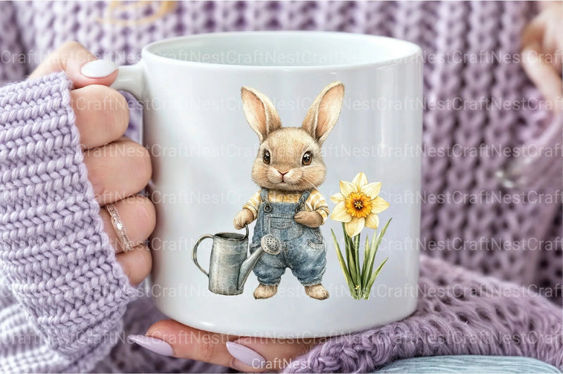 Cute Animals with Daffodils Clipart Bundle - CraftNest - Digital Crafting and Art
