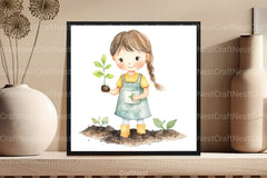 Cute Girl Gardener Clipart Bundle - CraftNest - Digital Crafting and Art
