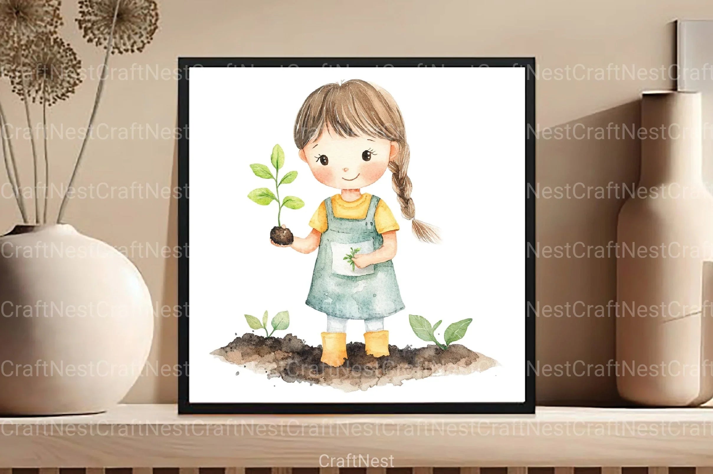 Cute Girl Gardener Clipart Bundle - CraftNest - Digital Crafting and Art