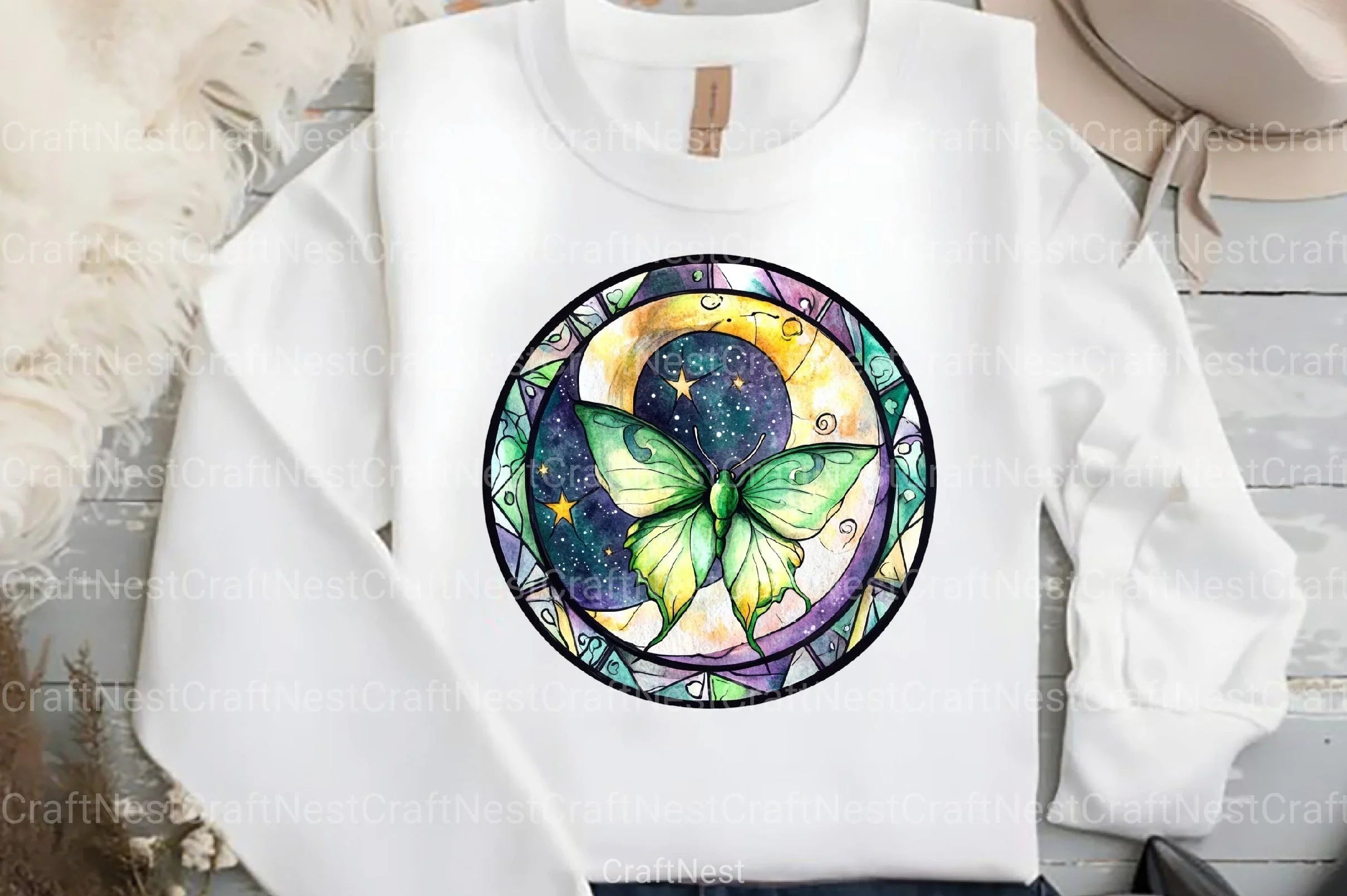 Lunar Moth & Moon Stained Glass Clipart Bundle - CraftNest - Digital Crafting and Art