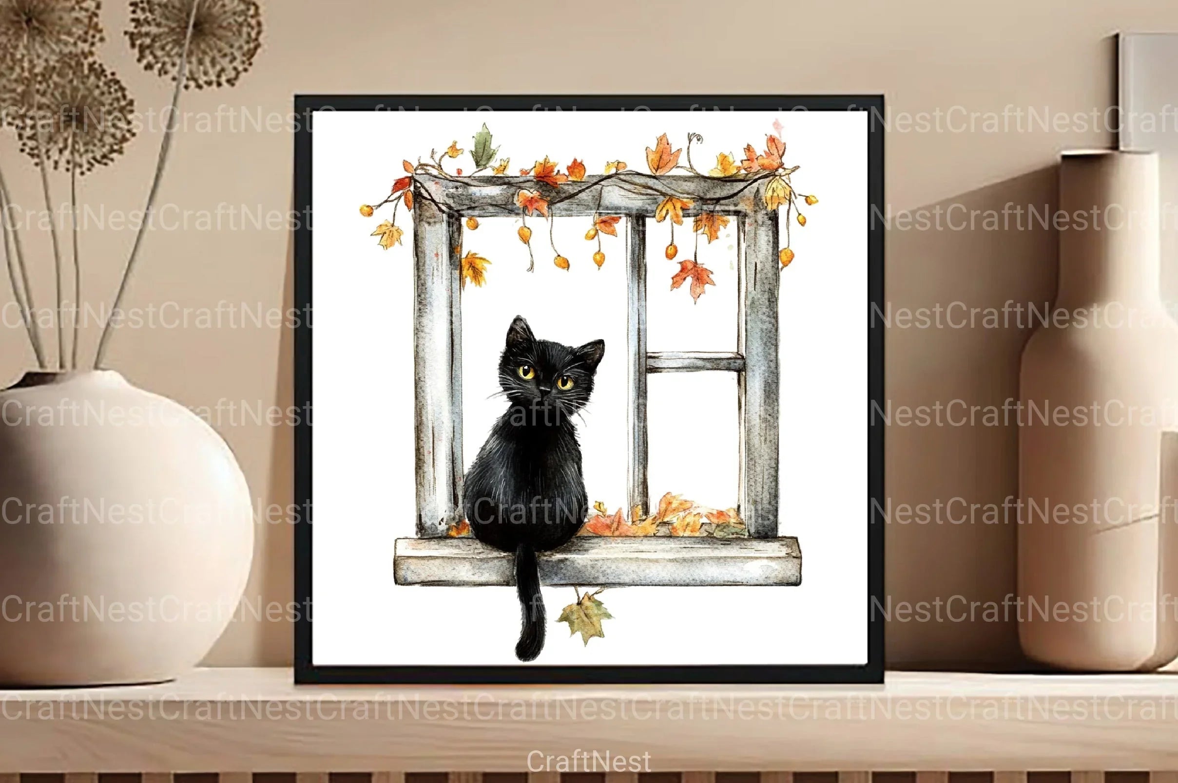 Fall Autumn Black Cat Clipart Bundle 1 - CraftNest - Digital Crafting and Art