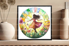 Stained Glass Summer Girls Clipart Bundle - CraftNest - Digital Crafting and Art