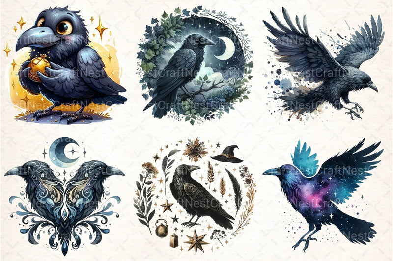 Raven Clipart Bundle - CraftNest - Digital Crafting and Art