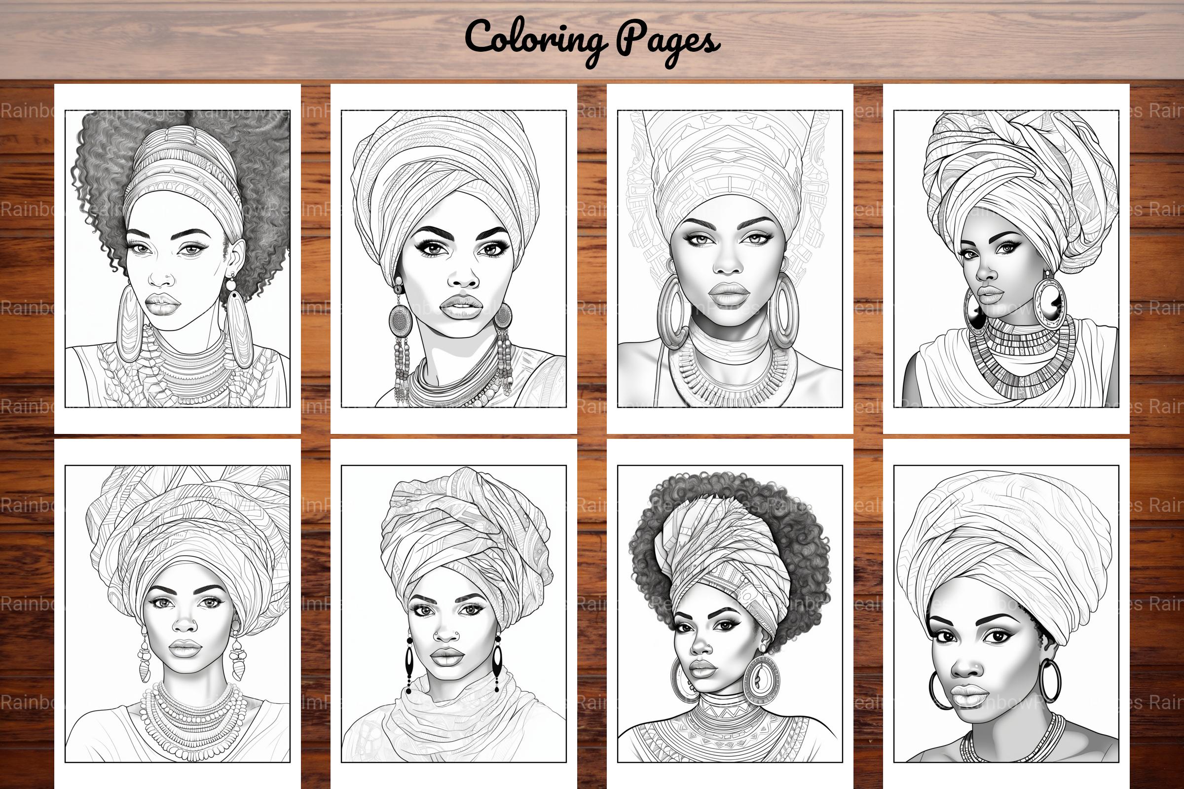100 African Black Woman Coloring Book