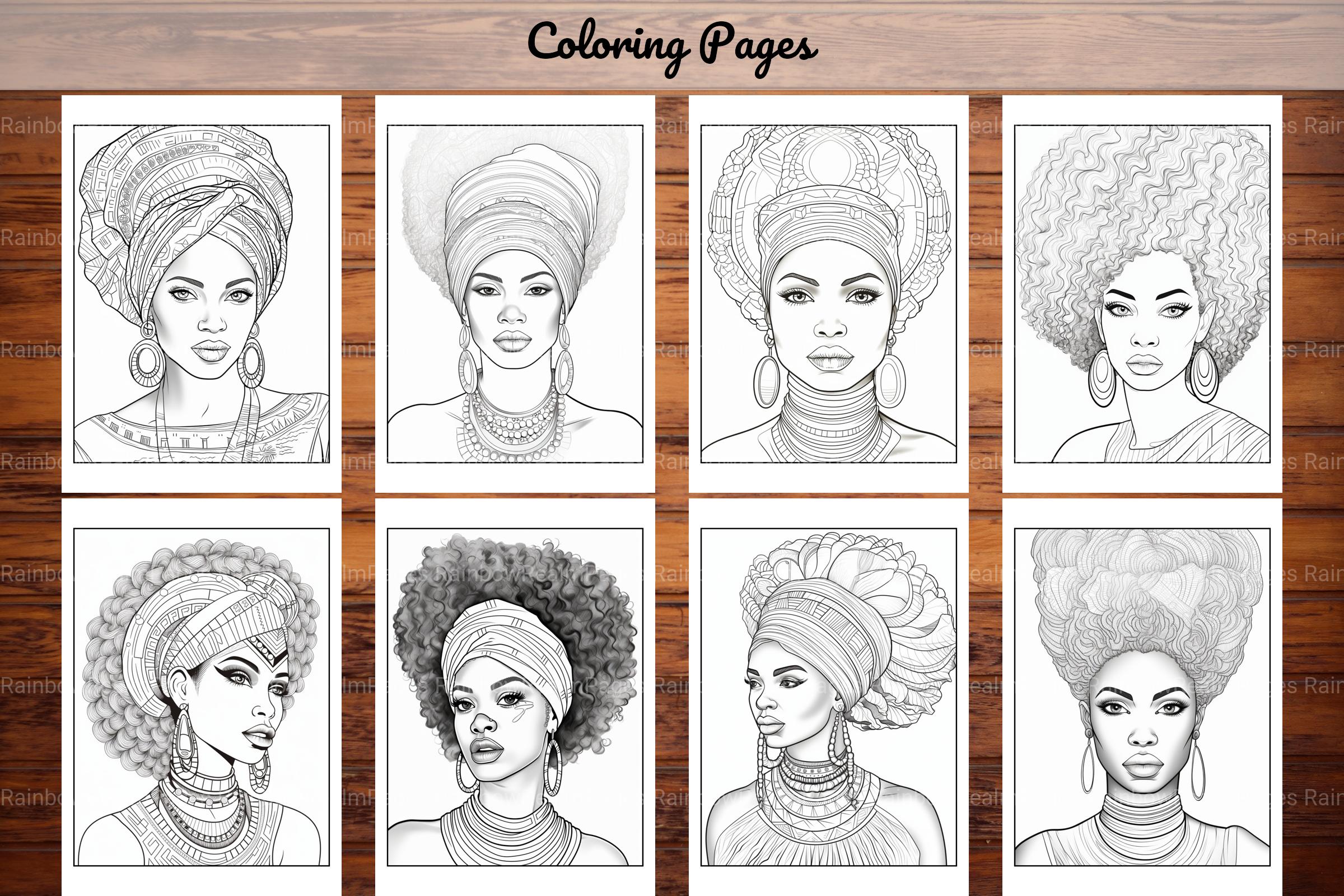 African Black Woman Coloring Collection