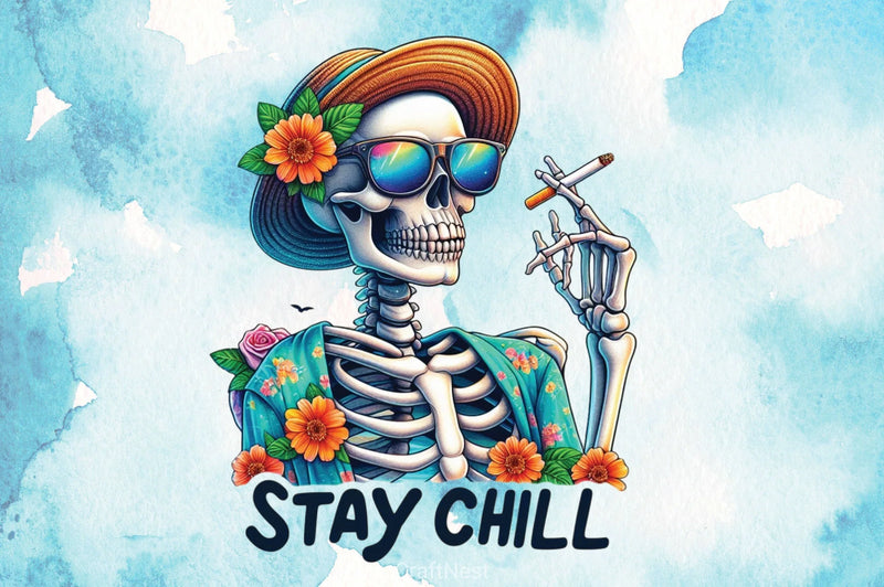 Stay Chill Skeleton Clipart Bundle 1 - CraftNest - Digital Crafting and Art