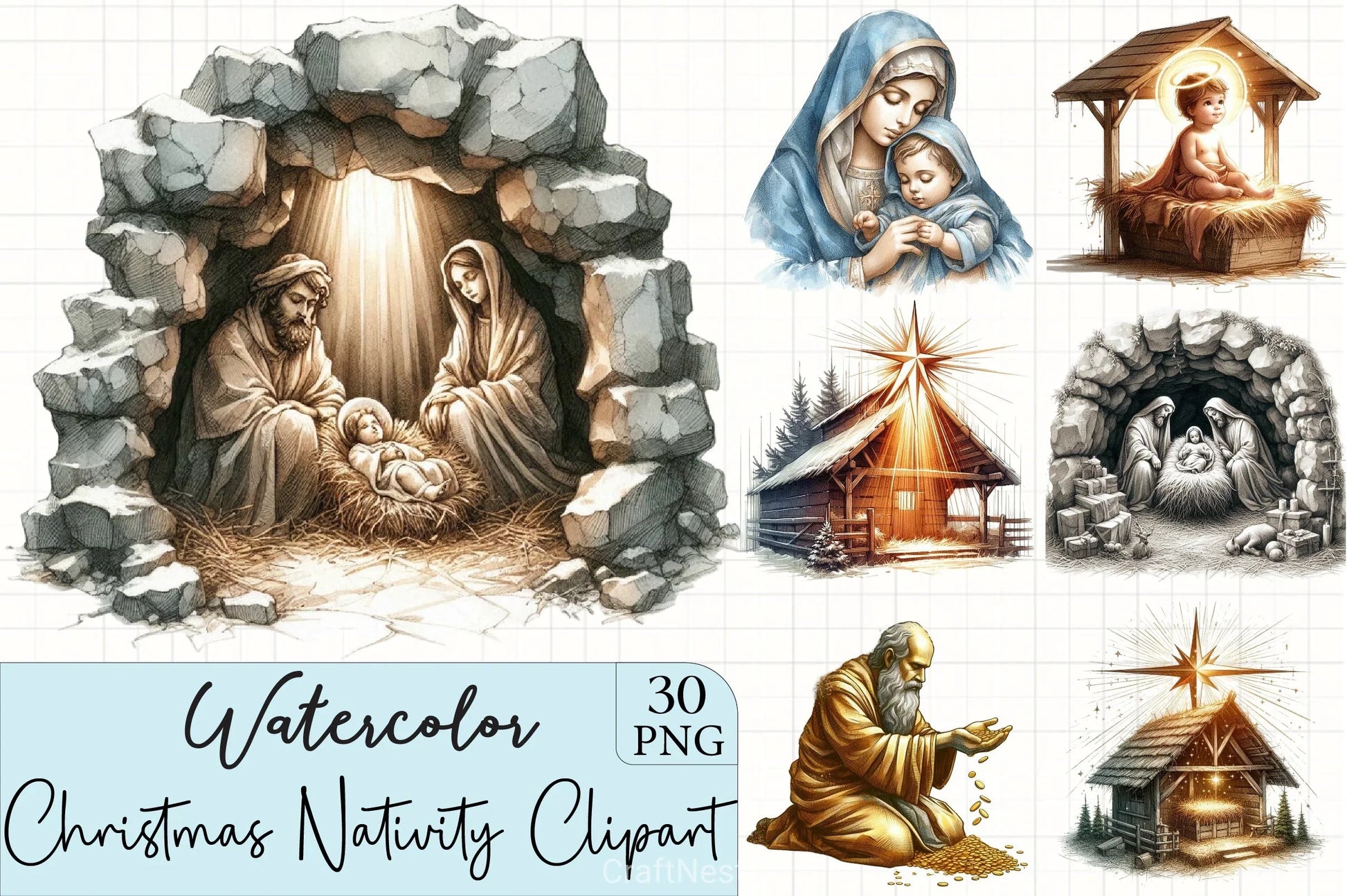 Christmas Nativity Clipart Bundle - CraftNest - Digital Crafting and Art