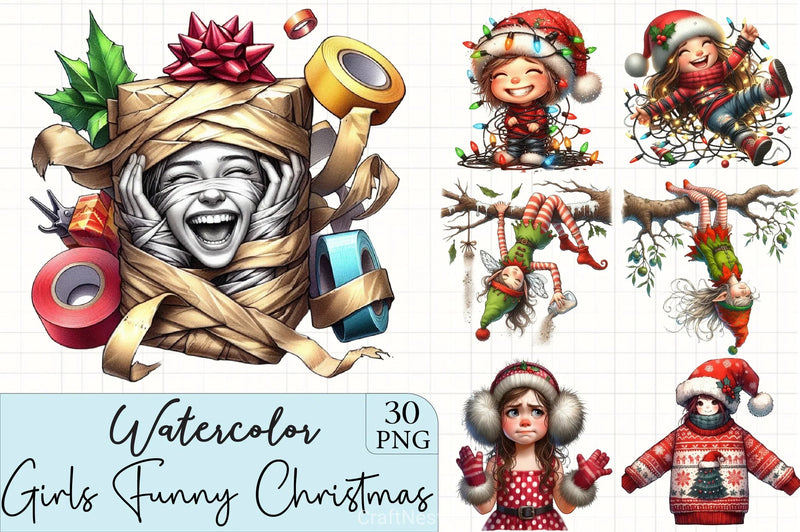 Cute Holiday Girls Christmas Clipart Bundle - CraftNest - Digital Crafting and Art