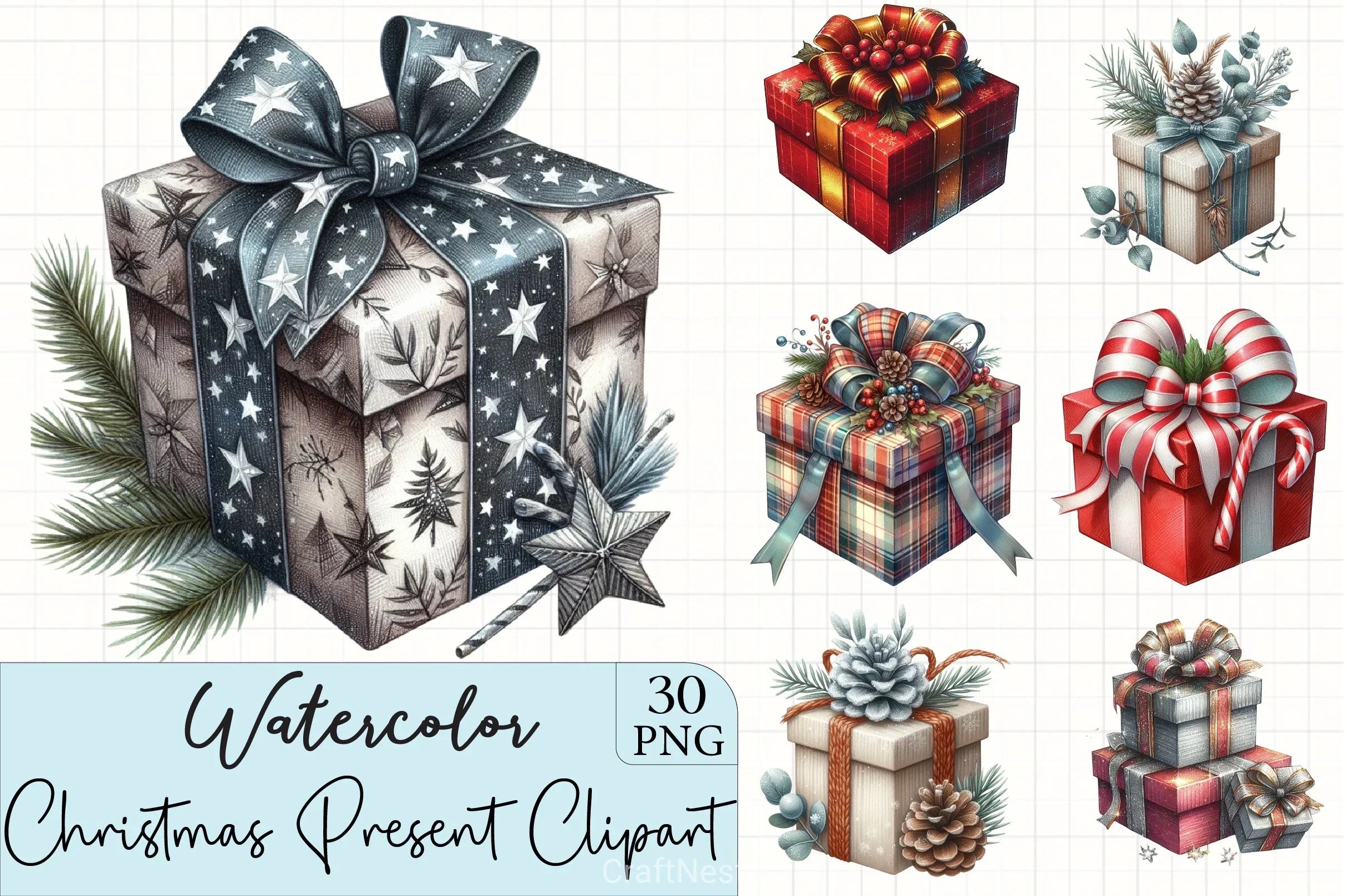 Christmas Present Clipart Bundle - CraftNest - Digital Crafting and Art