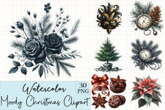 Moody Christmas Clipart Bundle 3 - CraftNest - Digital Crafting and Art