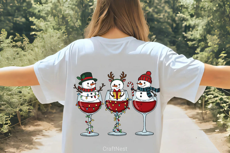 Snowmen Wine Glass Clipart Bundle - CraftNest - Digital Crafting and Art
