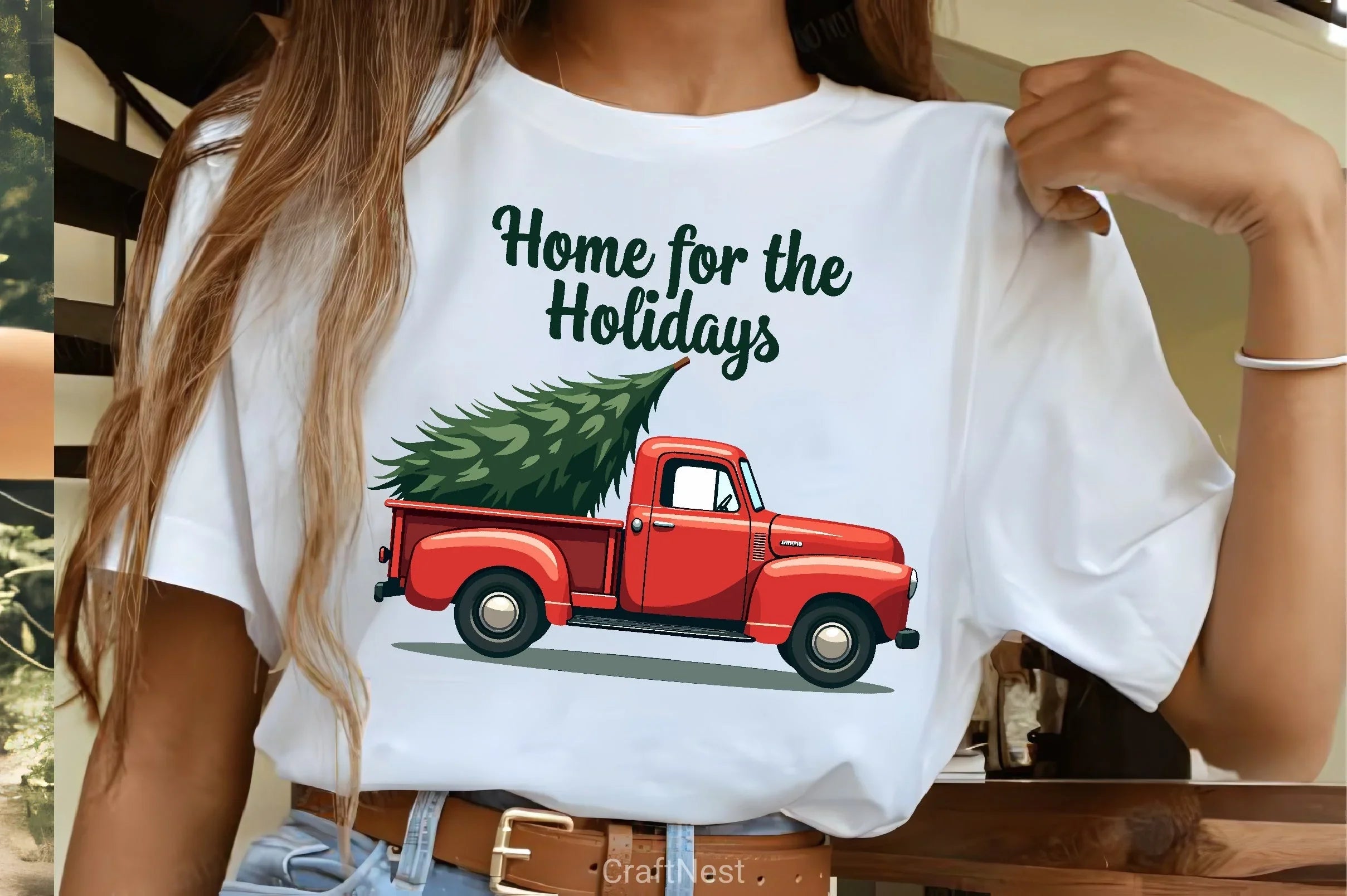 Vintage Red Truck Christmas Tree Clipart Bundle - CraftNest - Digital Crafting and Art