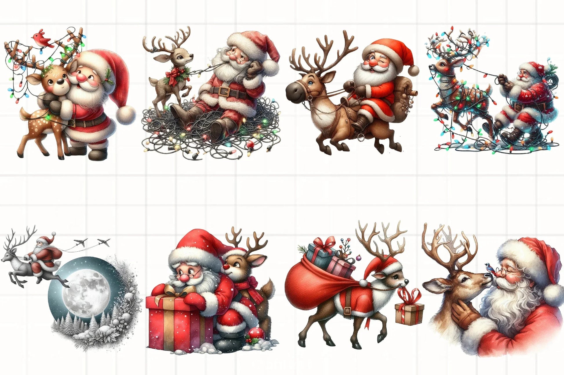 Santa & Reindeer Clipart Bundle - CraftNest - Digital Crafting and Art